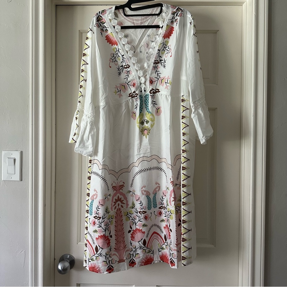 NEW! Plus Size Women’s Short Sleeve Botanical Print Dress